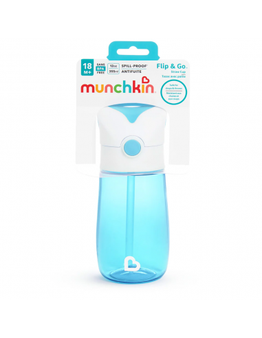 Παγούρι Καλαμάκι Flip & Go Blue 355ml, munchkin
